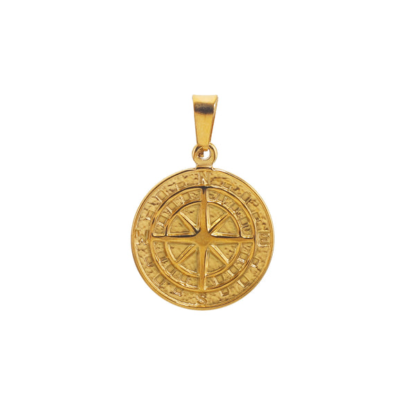 Stainless Steel Compass Pendant Necklace With Electroplating Treatment And Original Design