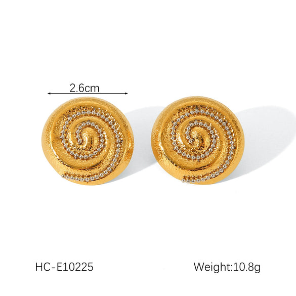 Stainless Steel Conch Earrings Geometric Style Electroplated For Women