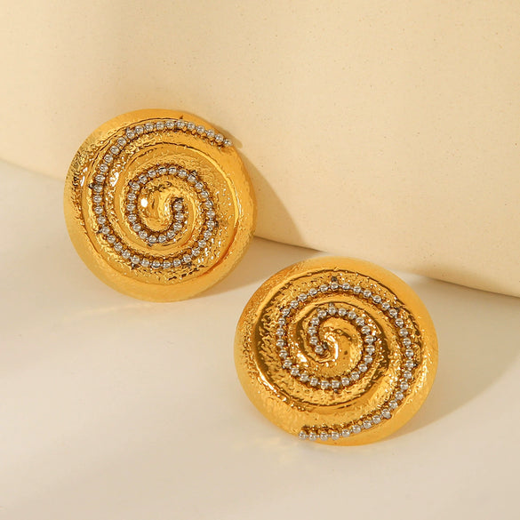 Stainless Steel Conch Earrings Geometric Style Electroplated For Women