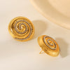 Stainless Steel Conch Earrings Geometric Style Electroplated For Women
