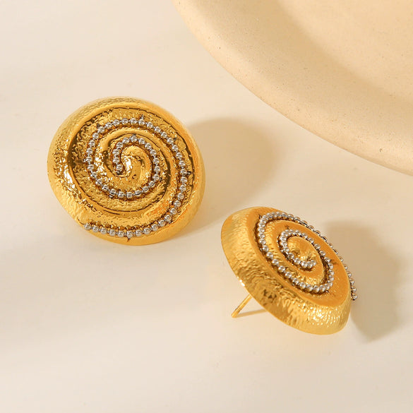 Stainless Steel Conch Earrings Geometric Style Electroplated For Women