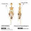 Stainless Steel Conch Pendant Tassel Starfish Earrings Bohemian Style Electroplated