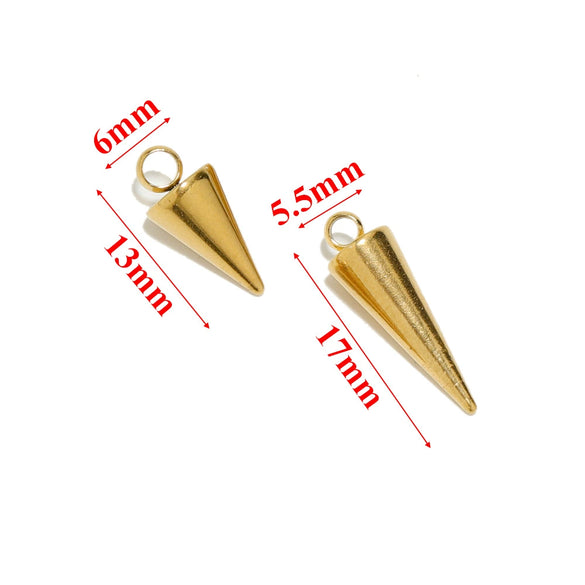Stainless Steel Cone Pendant Jewelry Accessories Gold Electroplated