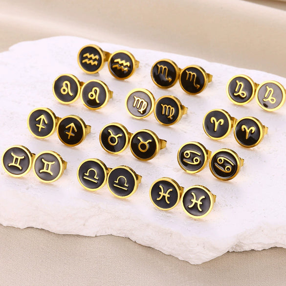 Stainless Steel Constellation Electroplated Minimalist Unisex Earrings