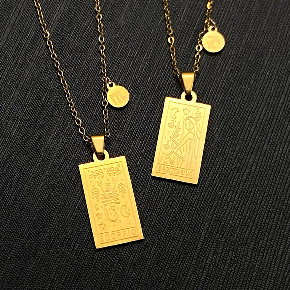 Stainless Steel Constellation Geometric Retro Women's Necklace With Electroplating