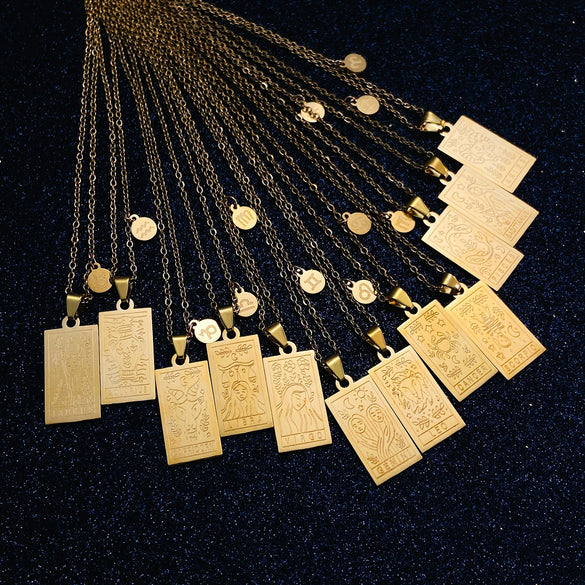 Stainless Steel Constellation Geometric Retro Women's Necklace With Electroplating