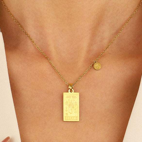 Stainless Steel Constellation Geometric Retro Women's Necklace With Electroplating