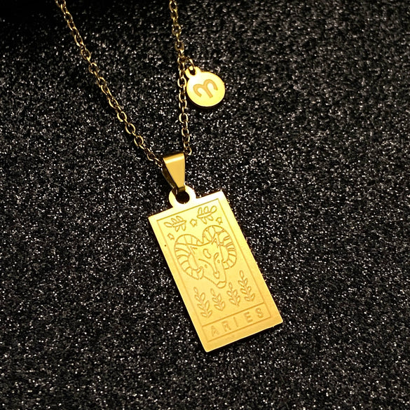 Stainless Steel Constellation Geometric Retro Women's Necklace With Electroplating