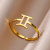 Stainless Steel Constellation Symbol Open Ring Electroplating