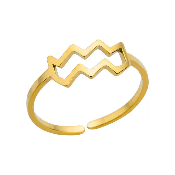Stainless Steel Constellation Symbol Open Ring Electroplating