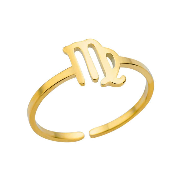 Stainless Steel Constellation Symbol Open Ring Tail Ring Minimalist Style Electroplated