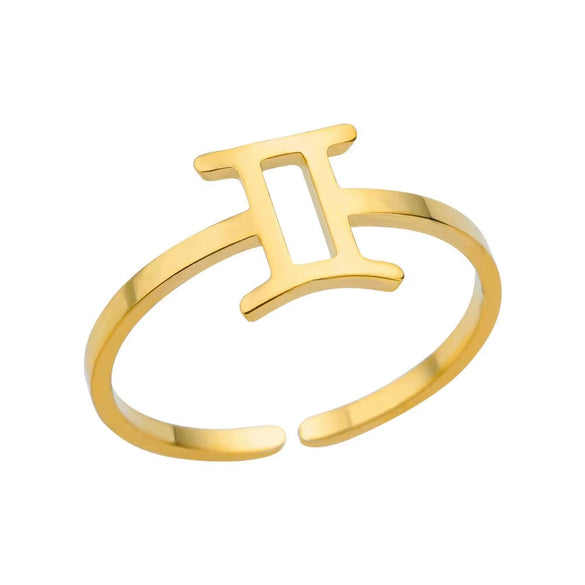 Stainless Steel Constellation Symbol Open Ring Tail Ring Minimalist Style Electroplated