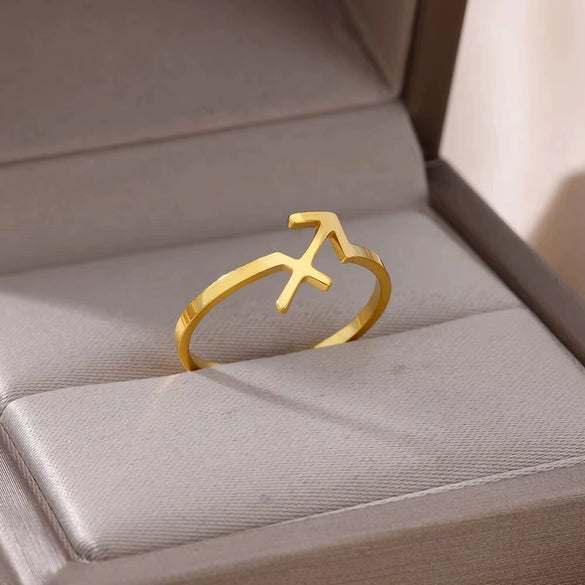 Stainless Steel Constellation Symbol Open Ring Tail Ring Minimalist Style Electroplated