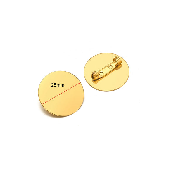 Stainless Steel Convex Embossed Brooch Base Blank Tray Diy Jewelry Accessories Garment Decorative Set With Electroplating