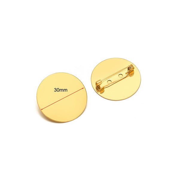 Stainless Steel Convex Embossed Brooch Base Blank Tray Diy Jewelry Accessories Garment Decorative Set With Electroplating
