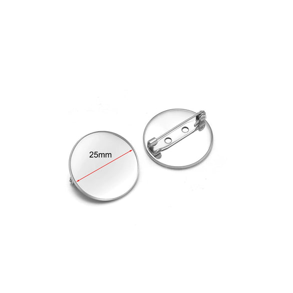 Stainless Steel Convex Embossed Brooch Base Blank Tray Diy Jewelry Accessories Garment Decorative Set With Electroplating