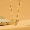 Stainless Steel Copper 18K Gold Plated Sweet Bird Inlay Zircon Pendant Necklace