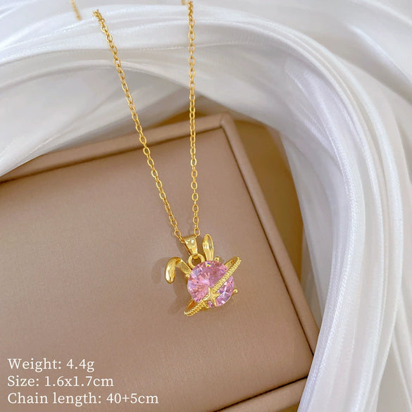 Stainless Steel Copper Geometric Cartoon Style Full Diamond Necklace
