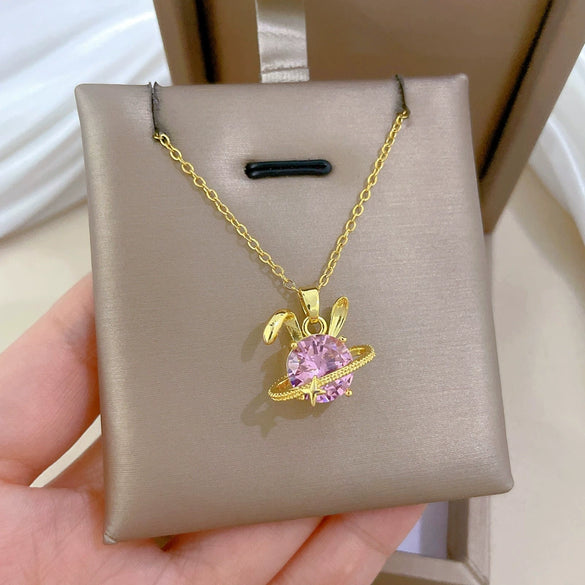 Stainless Steel Copper Geometric Cartoon Style Full Diamond Necklace