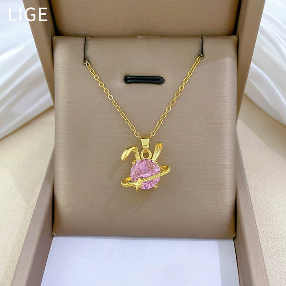 Stainless Steel Copper Geometric Cartoon Style Full Diamond Necklace