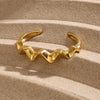 Stainless Steel Corrugated Open Bracelet With Electroplating Treatment