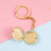 Stainless Steel Couple Round Geometric Gloss Commemorative Photo Keychain Pendant With Electroplating