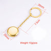 Stainless Steel Couple Round Geometric Gloss Commemorative Photo Keychain Pendant With Electroplating