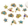 Stainless Steel Crab Turtle Bird Inlaid Stone Pendant Jewelry Accessories Electroplated