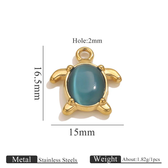 Stainless Steel Crab Turtle Bird Inlaid Stone Pendant Jewelry Accessories Electroplated