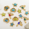 Stainless Steel Crab Turtle Bird Inlaid Stone Pendant Jewelry Accessories Electroplated