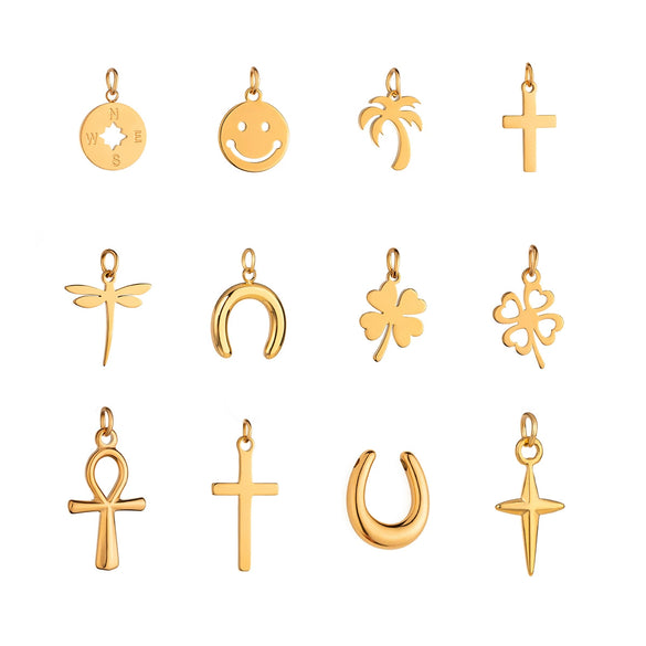 Stainless Steel Cross And Smiley Face Pendant Accessories With Electroplating