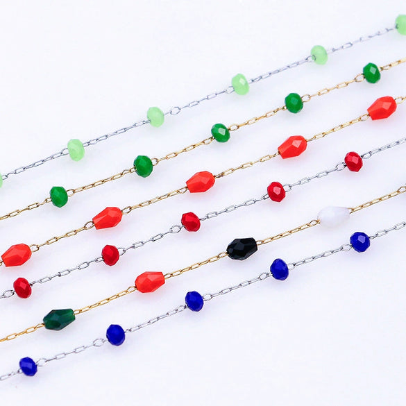 Stainless Steel Cross Bead Electroplating Jewelry Accessories Necklace