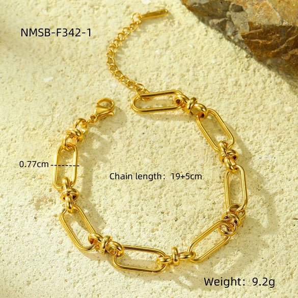Stainless Steel Cross Buckle Bracelet Vacuum Plated 18K Gold Fashion Jewelry