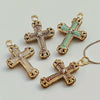 Stainless Steel Cross Crystal Embellishment Totem Pattern Handmade Oil Pressure Process Electroplating Necklace Bracelet Hanging Accessories