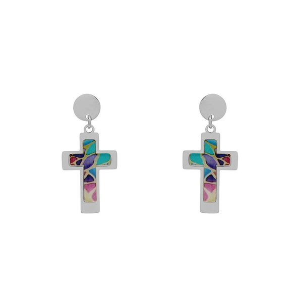 Stainless Steel Cross Earrings For Women Electroplated Unique Design