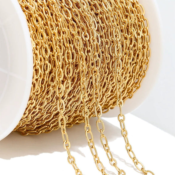 Stainless Steel Cross Embossed O Shaped Chain Jewelry Accessories With Electroplating