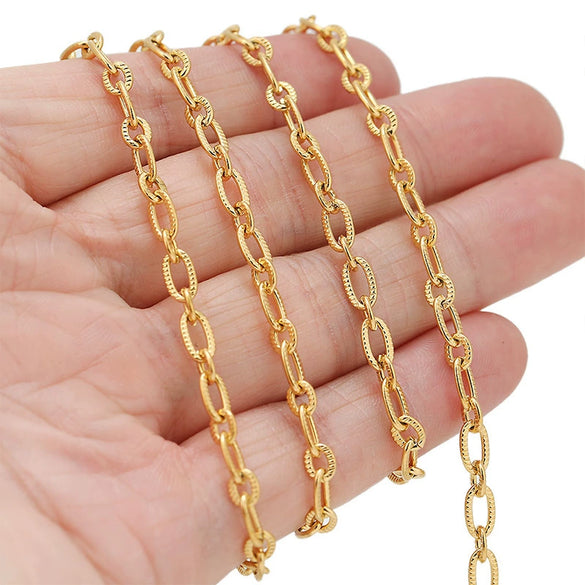 Stainless Steel Cross Embossed O Shaped Chain Jewelry Accessories With Electroplating