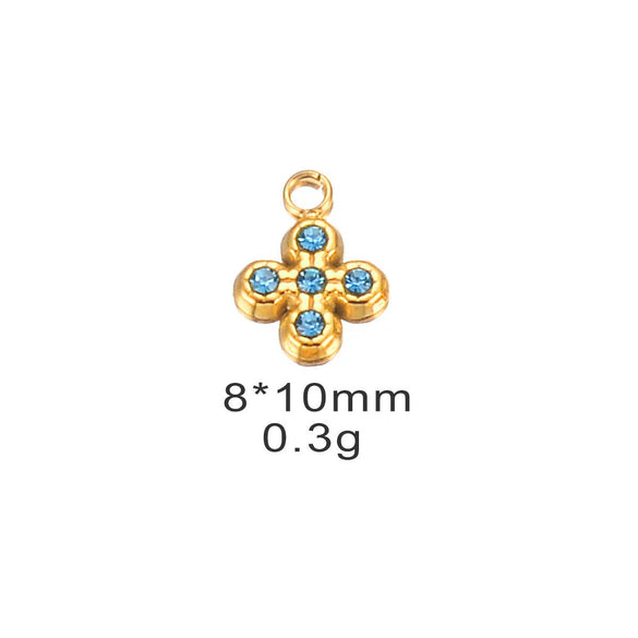 Stainless Steel Cross Eyes Pentagram Pepper Rhinestone Pendant Diy Bracelet Earrings Accessories Electroplated