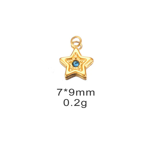 Stainless Steel Cross Eyes Pentagram Pepper Rhinestone Pendant Diy Bracelet Earrings Accessories Electroplated