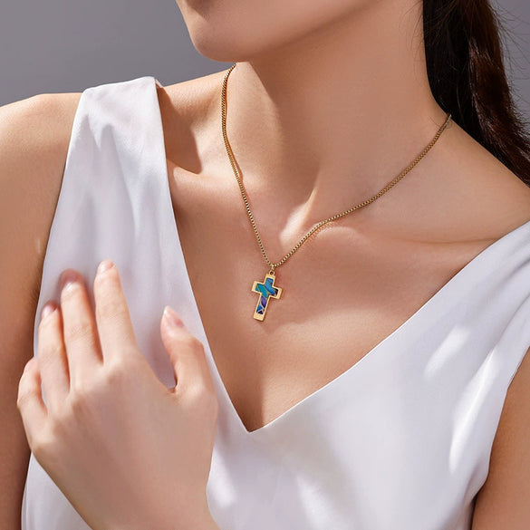 Stainless Steel Cross Hiphop Trendy Necklace With Electroplating For Men And Women