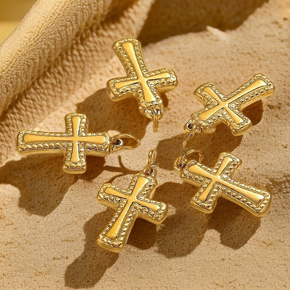 Stainless Steel Cross Jewelry Pendant Handmade With 18K Gold Vacuum Plating For Necklace Bracelet Clavicle Chain