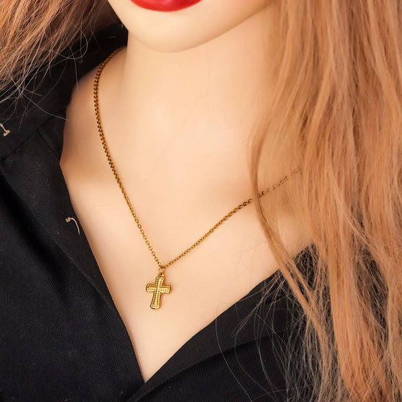 Stainless Steel Cross Jewelry Pendant Handmade With 18K Gold Vacuum Plating For Necklace Bracelet Clavicle Chain