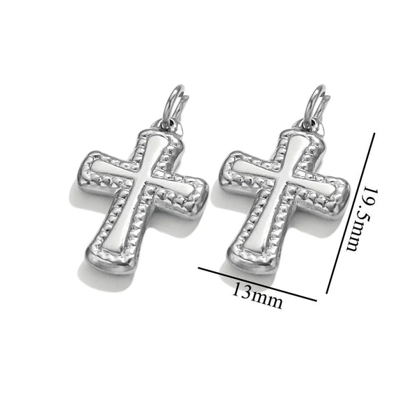 Stainless Steel Cross Jewelry Pendant Handmade With 18K Gold Vacuum Plating For Necklace Bracelet Clavicle Chain