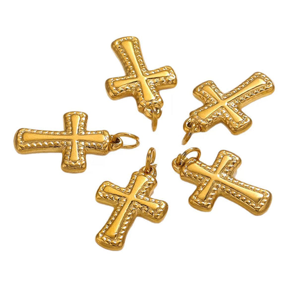 Stainless Steel Cross Jewelry Pendant Handmade With 18K Gold Vacuum Plating For Necklace Bracelet Clavicle Chain