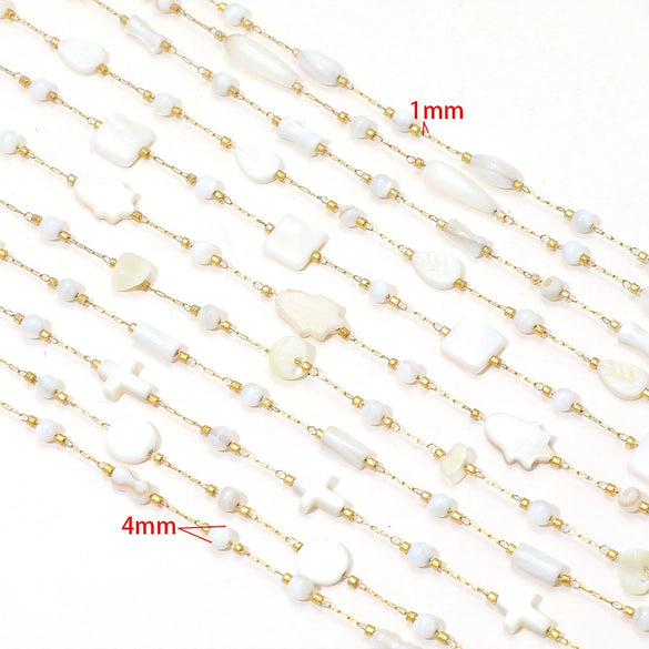 Stainless Steel Cross Leaf Clip Chain Geometric Ellipse Stone Necklace Electroplated Jewelry Accessories