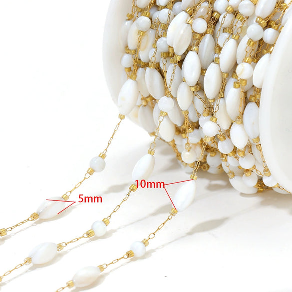Stainless Steel Cross Leaf Clip Chain Geometric Ellipse Stone Necklace Electroplated Jewelry Accessories