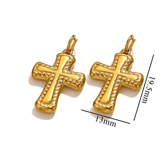 Stainless Steel Cross Pendant Jewelry For Diy Bracelet And Necklace Making With 18K Gold Vacuum Plating