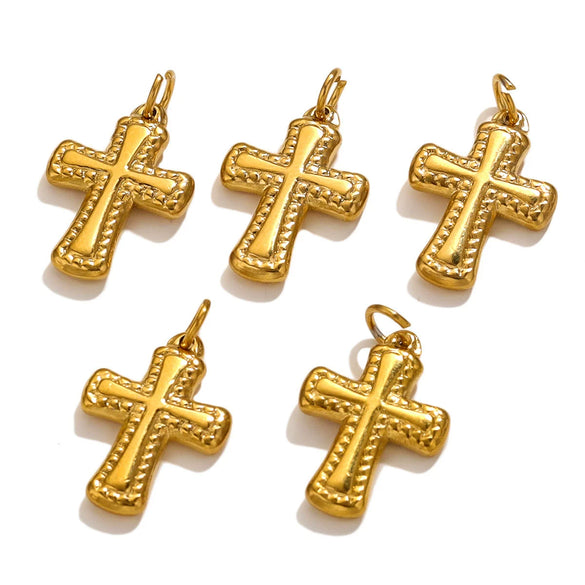 Stainless Steel Cross Pendant Jewelry For Diy Bracelet And Necklace Making With 18K Gold Vacuum Plating