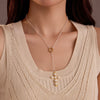 Stainless Steel Cross Pendant With Pearls Electroplated Women's Clavicle Necklace Retro Style