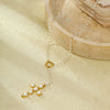 Stainless Steel Cross Pendant With Pearls Electroplated Women's Clavicle Necklace Retro Style